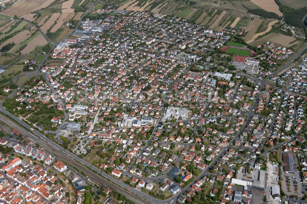 Rohrbach from the bird's eye view: Residential area - mixed development of a multi-family housing estate and single-family housing estate in Rohrbach in the state Bavaria, Germany