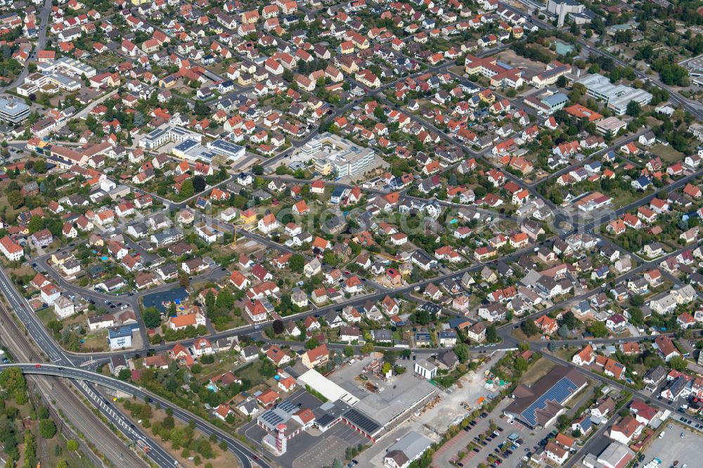 Aerial image Rohrbach - Residential area - mixed development of a multi-family housing estate and single-family housing estate in Rohrbach in the state Bavaria, Germany