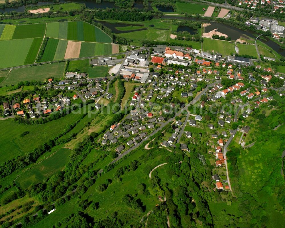 Aerial photograph Rotenburg an der Fulda - Residential area - mixed development of a multi-family housing estate and single-family housing estate in Rotenburg an der Fulda in the state Hesse, Germany