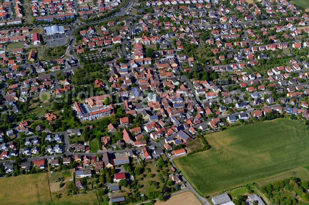 Aerial image Rottenbauer - Residential area - mixed development of a multi-family housing estate and single-family housing estate in Rottenbauer in the state Bavaria, Germany