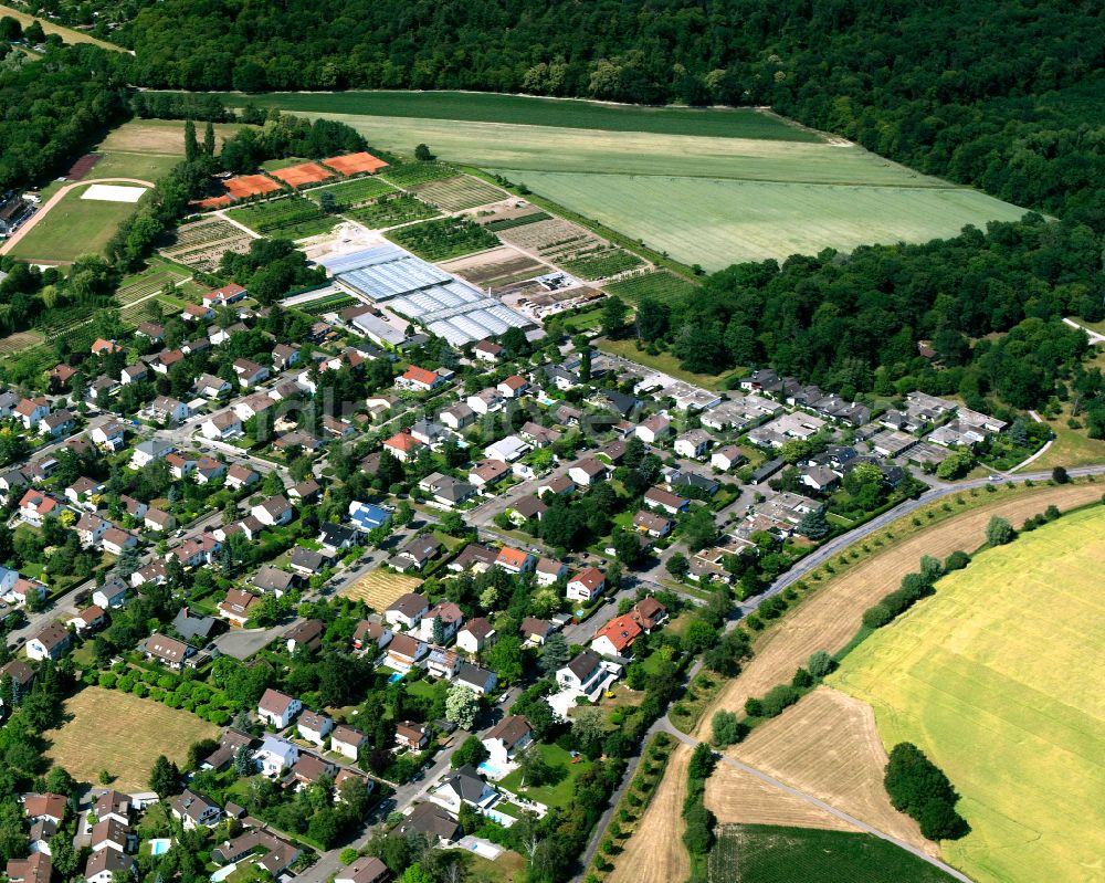 Aerial photograph Rüppurr - Residential area - mixed development of a multi-family housing estate and single-family housing estate in Rüppurr in the state Baden-Wuerttemberg, Germany