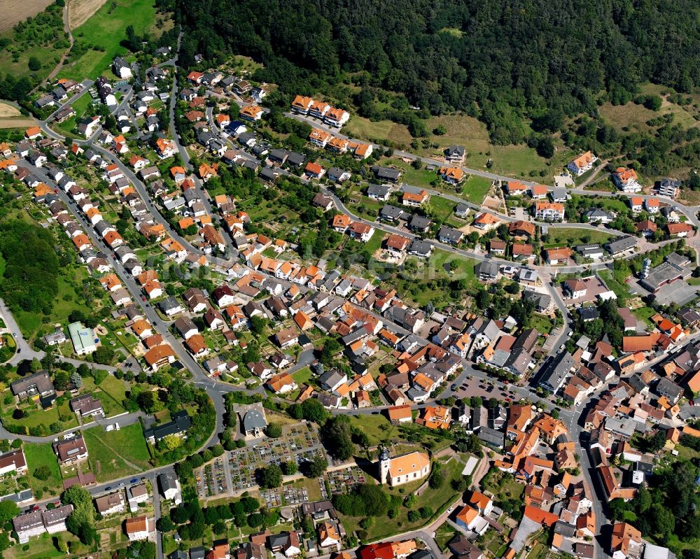 Aerial image Sandbach - Residential area - mixed development of a multi-family housing estate and single-family housing estate in Sandbach in the state Hesse, Germany