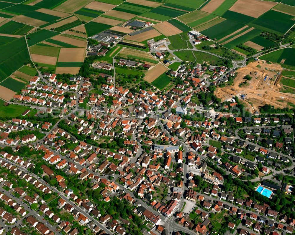 Aerial photograph Schwaikheim - Residential area - mixed development of a multi-family housing estate and single-family housing estate in Schwaikheim in the state Baden-Wuerttemberg, Germany