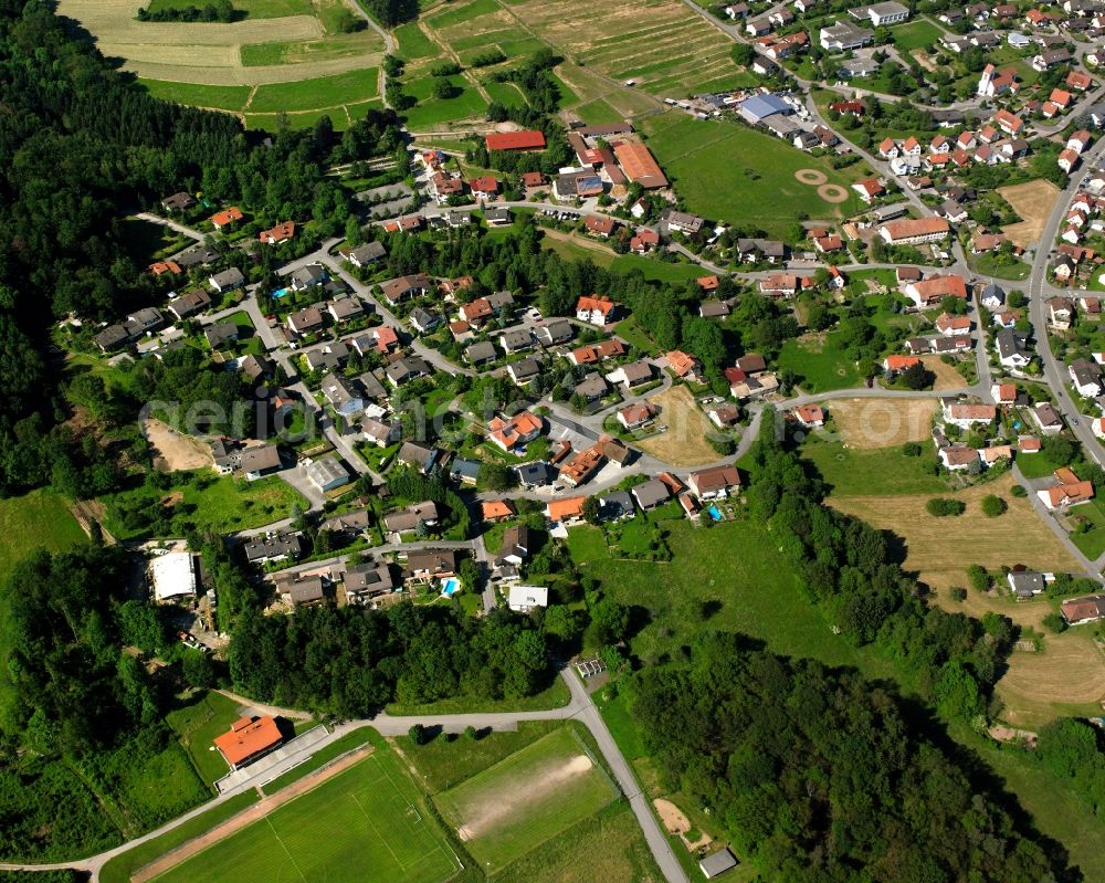 Niederhof from the bird's eye view: Residential area - mixed development of a multi-family housing estate and single-family housing estate Am Seelbach in Niederhof in the state Baden-Wuerttemberg, Germany