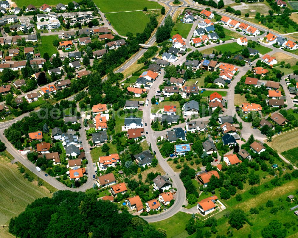 Aerial image Sickenhausen - Residential area - mixed development of a multi-family housing estate and single-family housing estate in Sickenhausen in the state Baden-Wuerttemberg, Germany