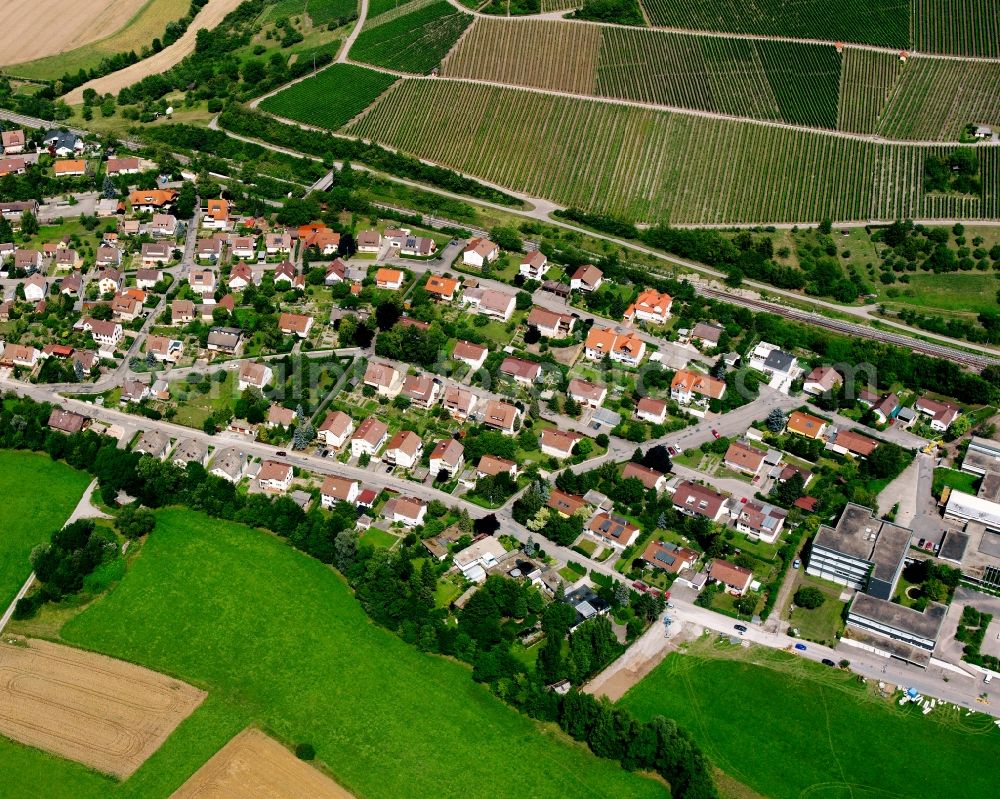 Sülzbach from above - Residential area - mixed development of a multi-family housing estate and single-family housing estate in Sülzbach in the state Baden-Wuerttemberg, Germany