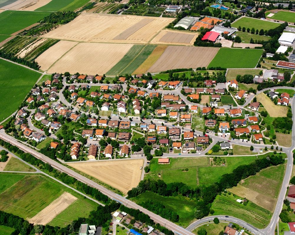 Aerial image Stetten a.H. - Residential area - mixed development of a multi-family housing estate and single-family housing estate in Stetten a.H. in the state Baden-Wuerttemberg, Germany