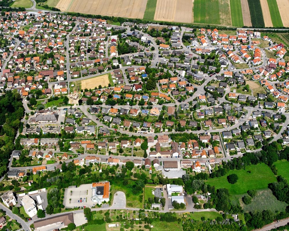 Aerial photograph Stetten a.H. - Residential area - mixed development of a multi-family housing estate and single-family housing estate in Stetten a.H. in the state Baden-Wuerttemberg, Germany