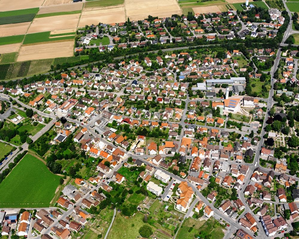 Stetten a.H. from above - Residential area - mixed development of a multi-family housing estate and single-family housing estate in Stetten a.H. in the state Baden-Wuerttemberg, Germany