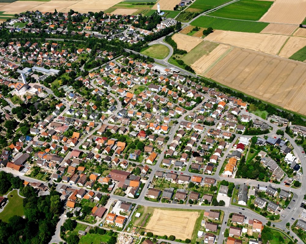 Stetten a.H. from the bird's eye view: Residential area - mixed development of a multi-family housing estate and single-family housing estate in Stetten a.H. in the state Baden-Wuerttemberg, Germany