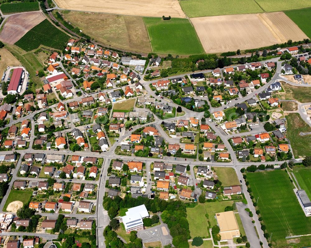 Aerial image Stetten a.H. - Residential area - mixed development of a multi-family housing estate and single-family housing estate in Stetten a.H. in the state Baden-Wuerttemberg, Germany