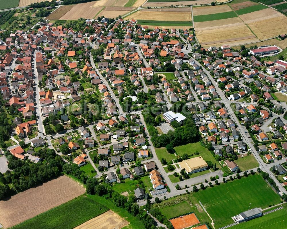 Aerial photograph Stetten a.H. - Residential area - mixed development of a multi-family housing estate and single-family housing estate in Stetten a.H. in the state Baden-Wuerttemberg, Germany