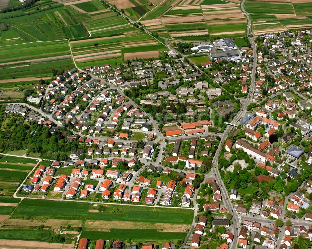 Stetten from the bird's eye view: Residential area - mixed development of a multi-family housing estate and single-family housing estate in Stetten in the state Baden-Wuerttemberg, Germany