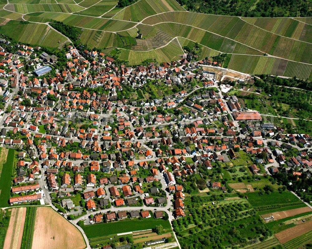 Aerial image Stetten - Residential area - mixed development of a multi-family housing estate and single-family housing estate in Stetten in the state Baden-Wuerttemberg, Germany