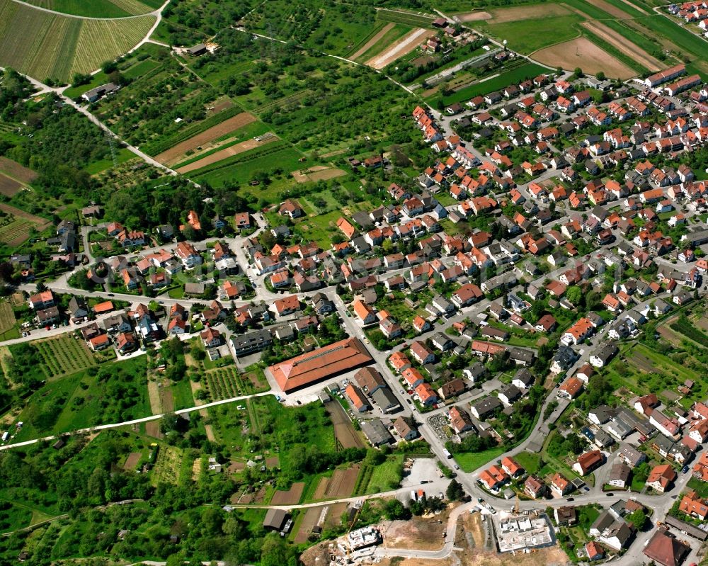 Stetten from the bird's eye view: Residential area - mixed development of a multi-family housing estate and single-family housing estate in Stetten in the state Baden-Wuerttemberg, Germany