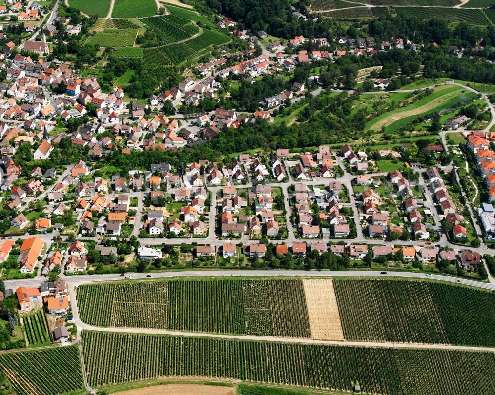 Aerial image Talheim - Residential area - mixed development of a multi-family housing estate and single-family housing estate in Talheim in the state Baden-Wuerttemberg, Germany