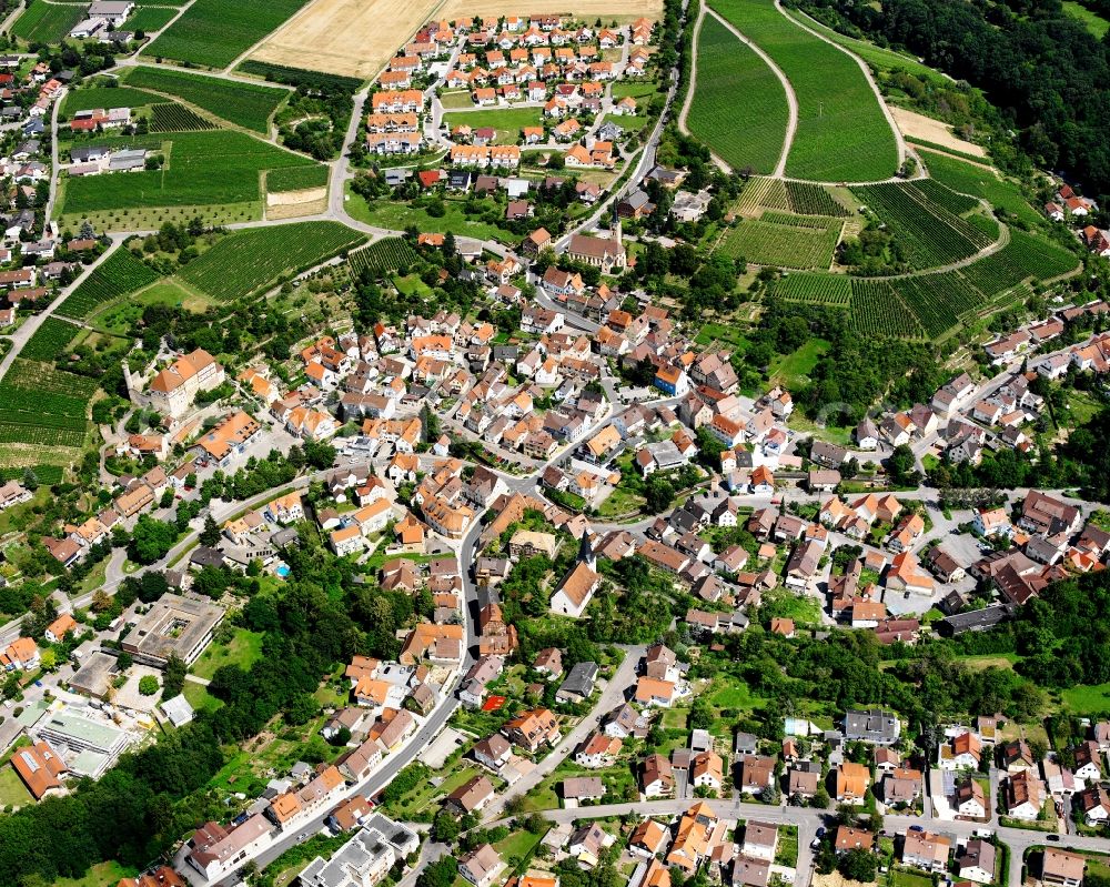 Aerial photograph Talheim - Residential area - mixed development of a multi-family housing estate and single-family housing estate in Talheim in the state Baden-Wuerttemberg, Germany