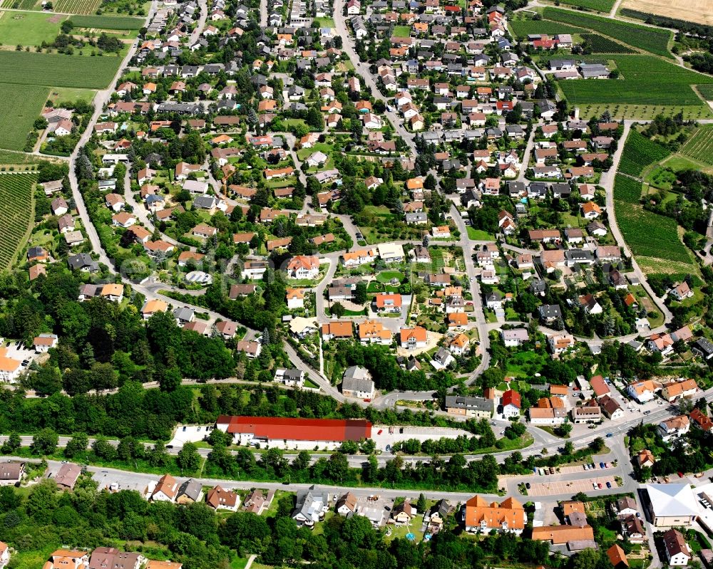 Talheim from above - Residential area - mixed development of a multi-family housing estate and single-family housing estate in Talheim in the state Baden-Wuerttemberg, Germany