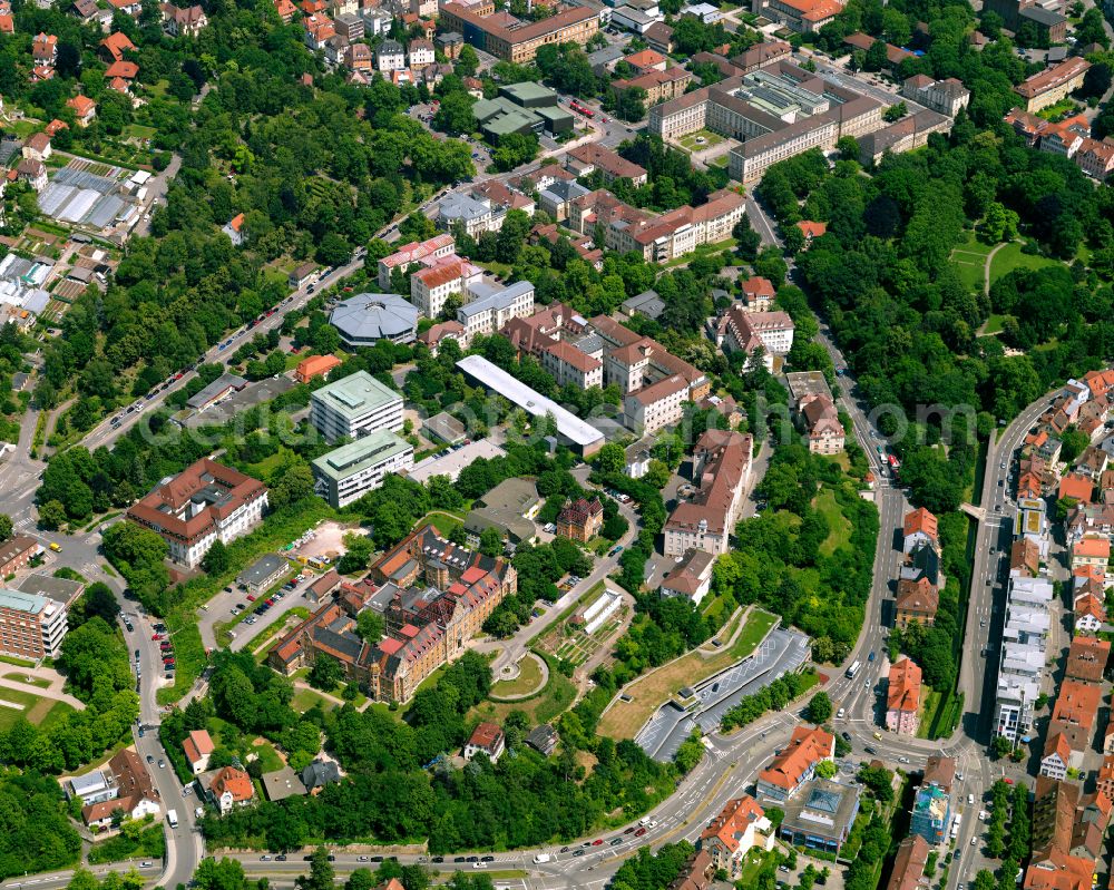 Tübingen from the bird's eye view: Residential area - mixed development of a multi-family housing estate and single-family housing estate in Tübingen in the state Baden-Wuerttemberg, Germany