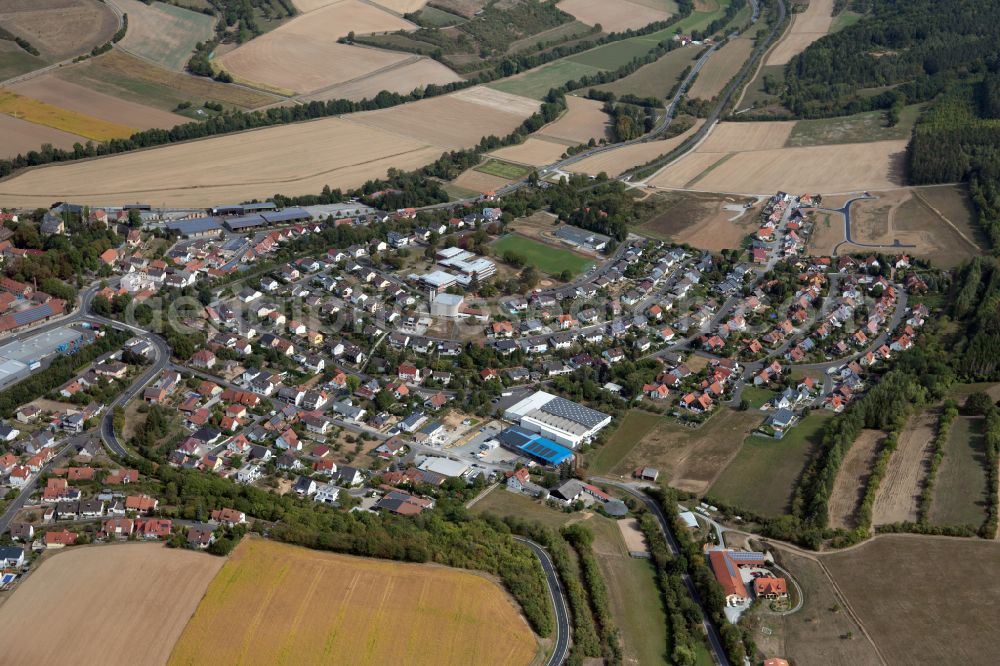 Aerial image Thüngen - Residential area - mixed development of a multi-family housing estate and single-family housing estate in Thüngen in the state Bavaria, Germany