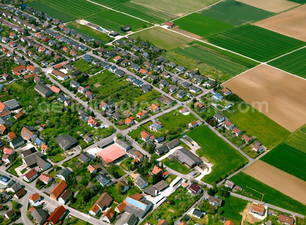 Tomerdingen from above - Residential area - mixed development of a multi-family housing estate and single-family housing estate in Tomerdingen in the state Baden-Wuerttemberg, Germany