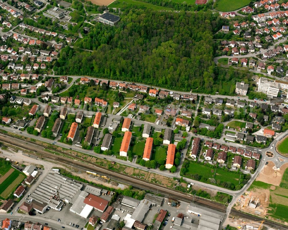 Aerial image Uhingen - Residential area - mixed development of a multi-family housing estate and single-family housing estate in Uhingen in the state Baden-Wuerttemberg, Germany