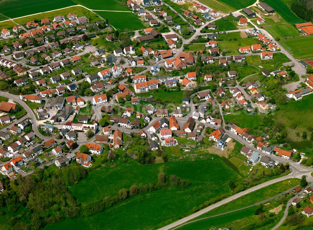 Ulm from above - Residential area - mixed development of a multi-family housing estate and single-family housing estate in Ulm in the state Baden-Wuerttemberg, Germany