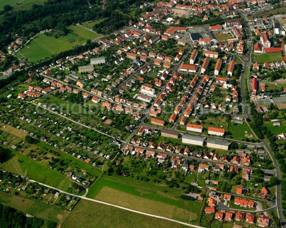 Aerial image Vacha - Residential area - mixed development of a multi-family housing estate and single-family housing estate in Vacha in the state Thuringia, Germany