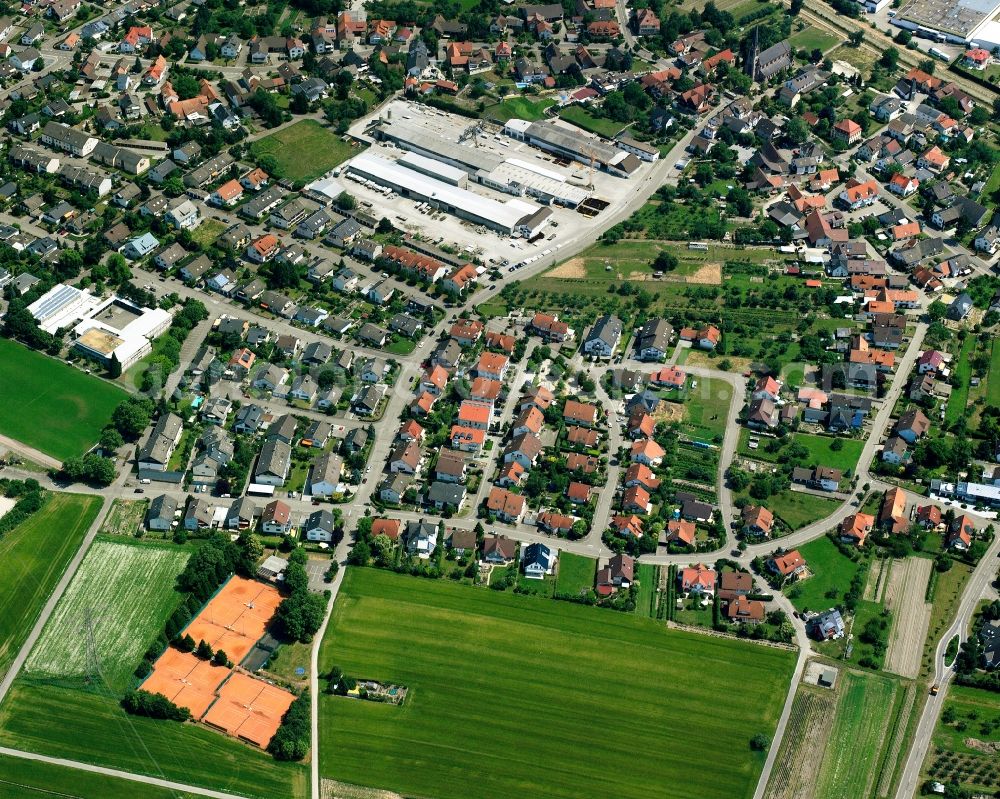 Aerial image Vimbuch - Residential area - mixed development of a multi-family housing estate and single-family housing estate in Vimbuch in the state Baden-Wuerttemberg, Germany