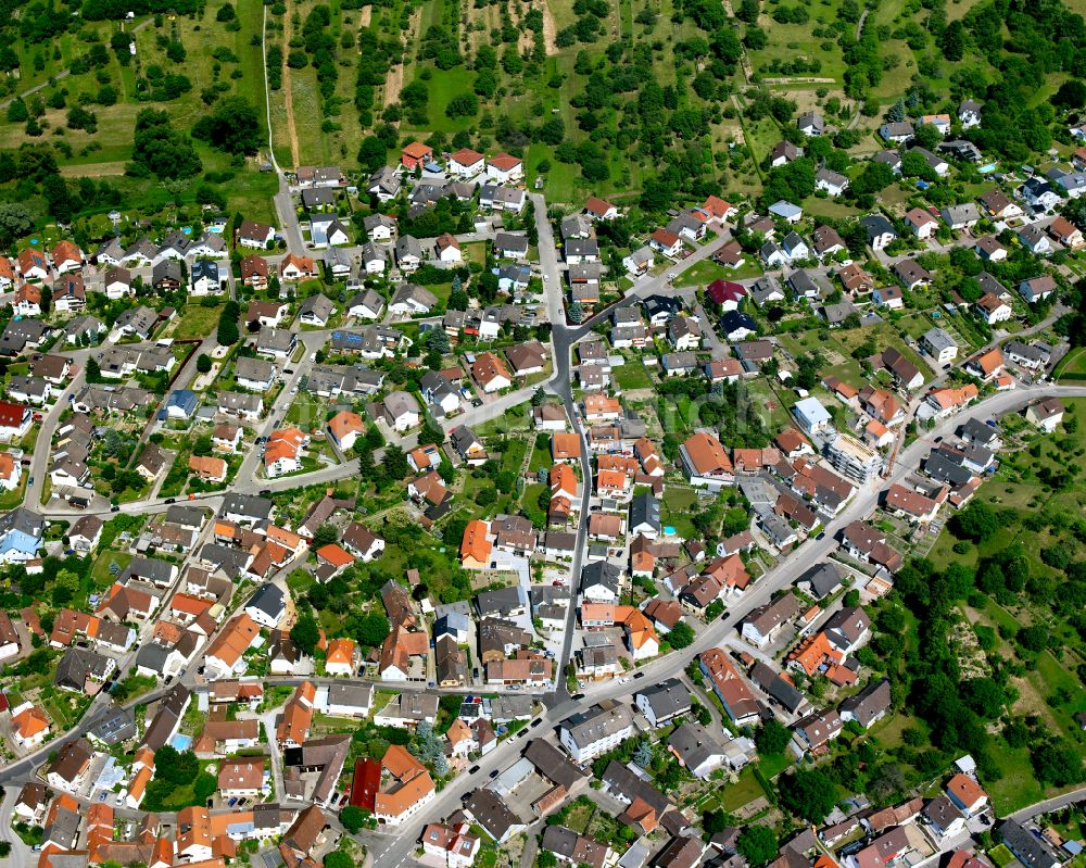 Aerial photograph Völkersbach - Residential area - mixed development of a multi-family housing estate and single-family housing estate in Völkersbach in the state Baden-Wuerttemberg, Germany