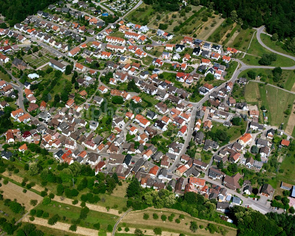 Aerial photograph Völkersbach - Residential area - mixed development of a multi-family housing estate and single-family housing estate in Völkersbach in the state Baden-Wuerttemberg, Germany