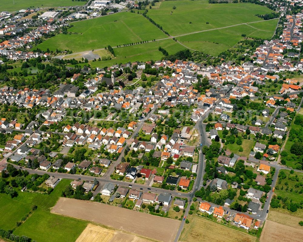 Watzenborn-Steinberg from above - Residential area - mixed development of a multi-family housing estate and single-family housing estate in Watzenborn-Steinberg in the state Hesse, Germany