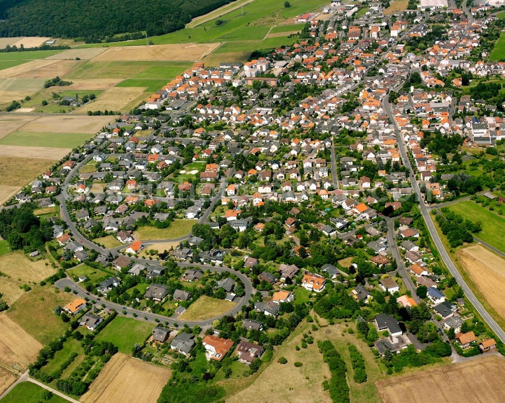 Aerial image Watzenborn-Steinberg - Residential area - mixed development of a multi-family housing estate and single-family housing estate in Watzenborn-Steinberg in the state Hesse, Germany