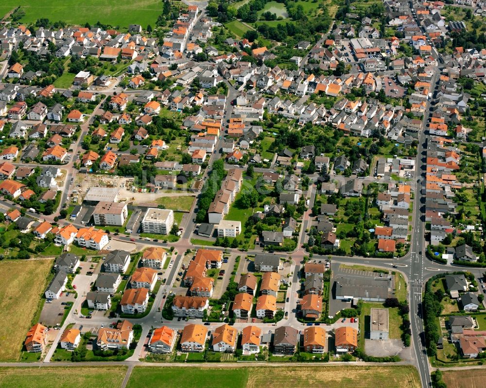 Watzenborn-Steinberg from above - Residential area - mixed development of a multi-family housing estate and single-family housing estate in Watzenborn-Steinberg in the state Hesse, Germany