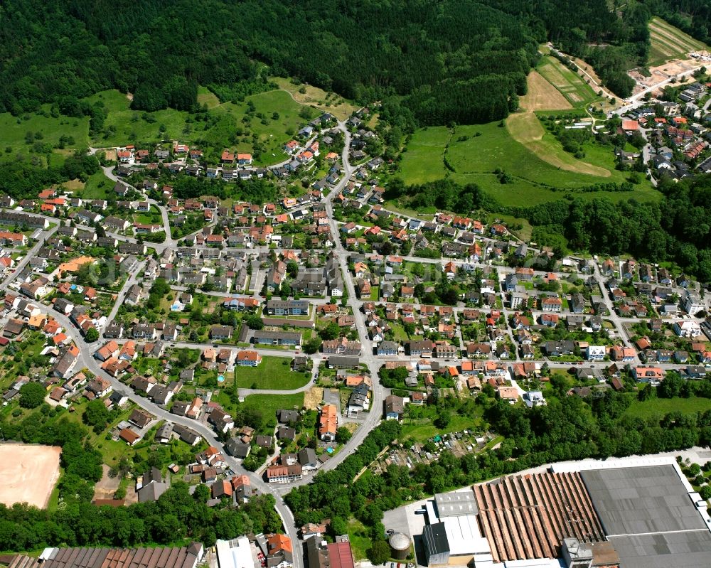 Aerial image Wehr - Residential area - mixed development of a multi-family housing estate and single-family housing estate in Wehr in the state Baden-Wuerttemberg, Germany