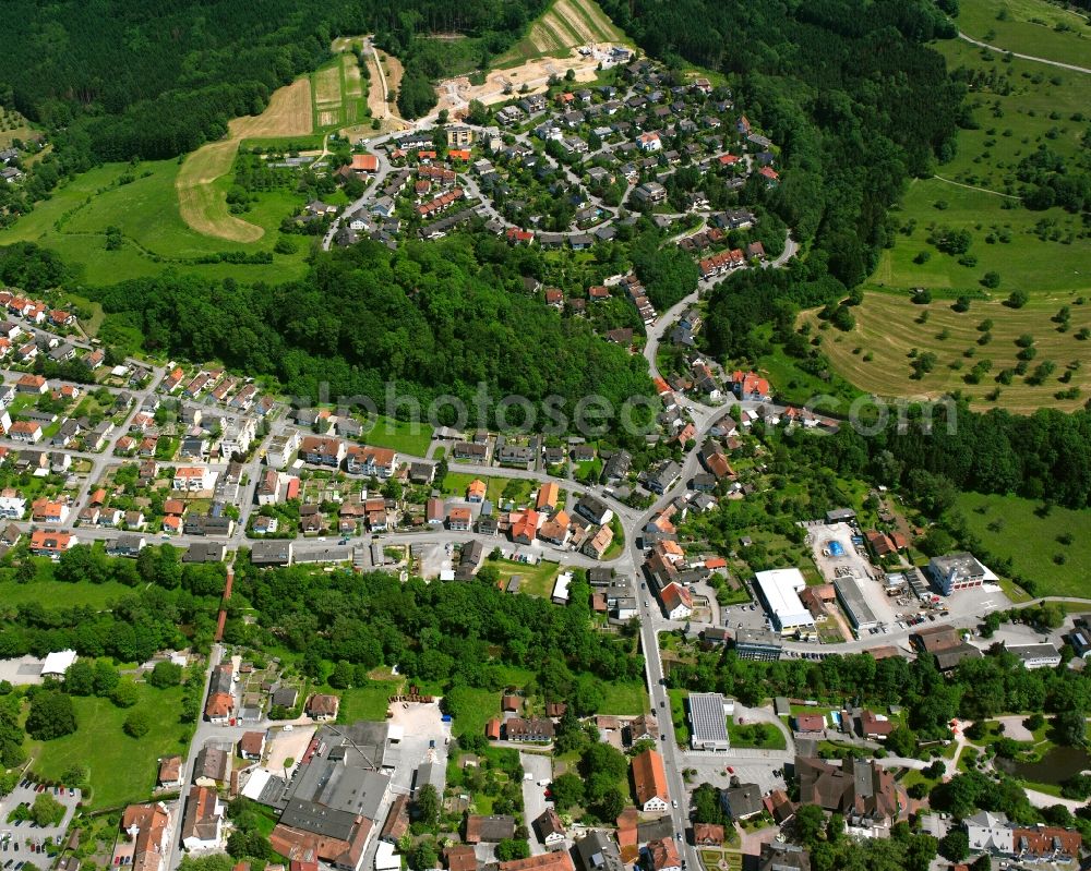 Wehr from above - Residential area - mixed development of a multi-family housing estate and single-family housing estate in Wehr in the state Baden-Wuerttemberg, Germany