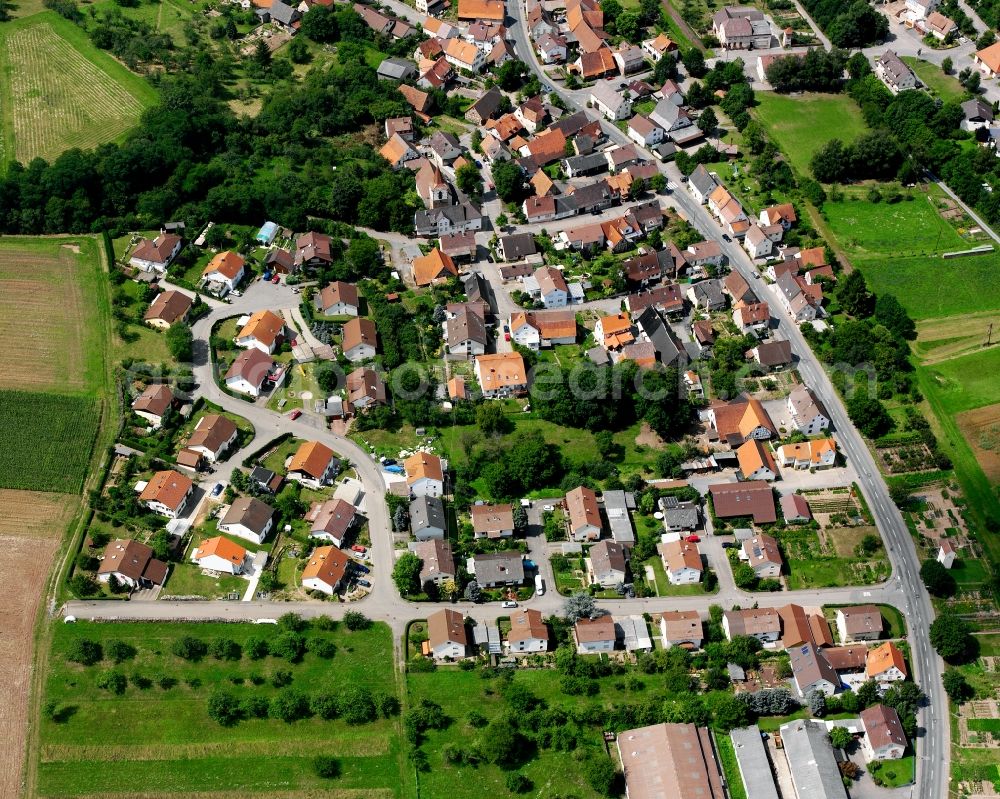 Weiler from above - Residential area - mixed development of a multi-family housing estate and single-family housing estate in Weiler in the state Baden-Wuerttemberg, Germany