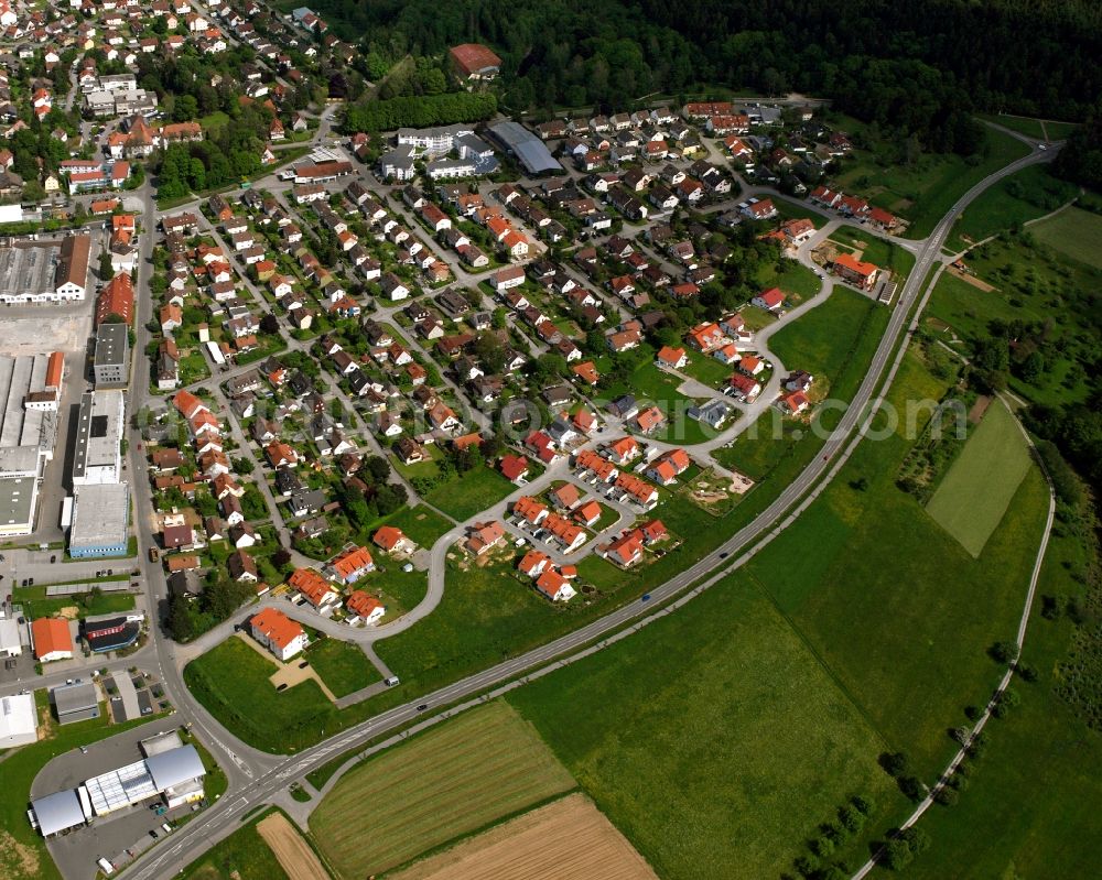 Welzheim from the bird's eye view: Residential area - mixed development of a multi-family housing estate and single-family housing estate in Welzheim in the state Baden-Wuerttemberg, Germany