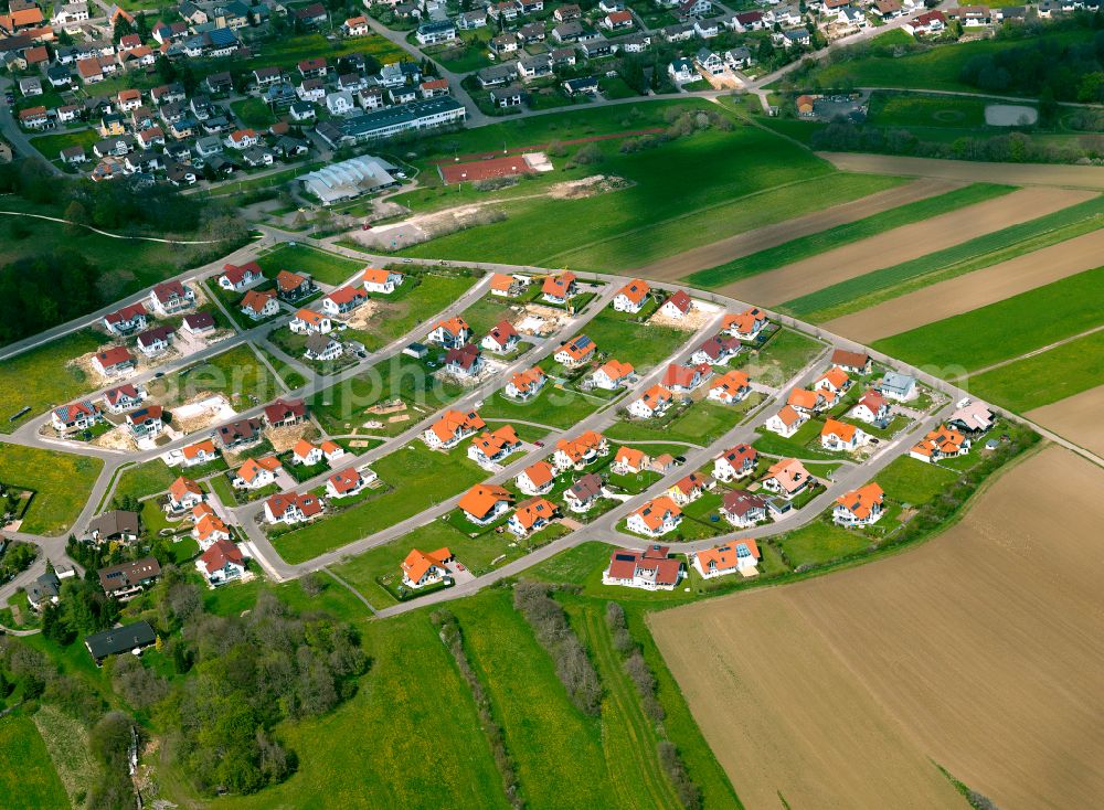 Aerial image Westerheim - Residential area - mixed development of a multi-family housing estate and single-family housing estate in Westerheim in the state Baden-Wuerttemberg, Germany