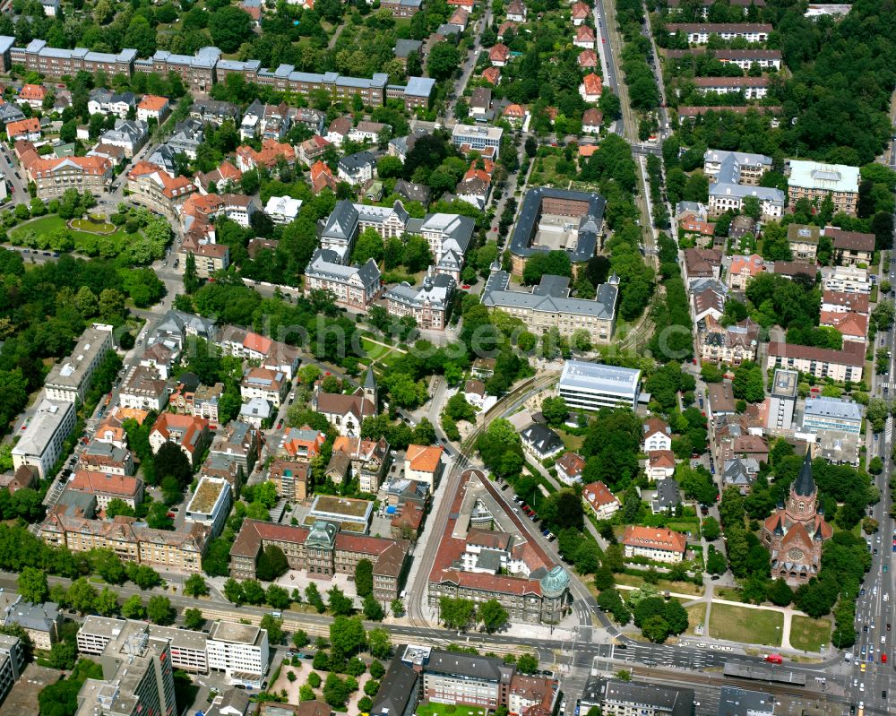 Weststadt from the bird's eye view: Residential area - mixed development of a multi-family housing estate and single-family housing estate in Weststadt in the state Baden-Wuerttemberg, Germany