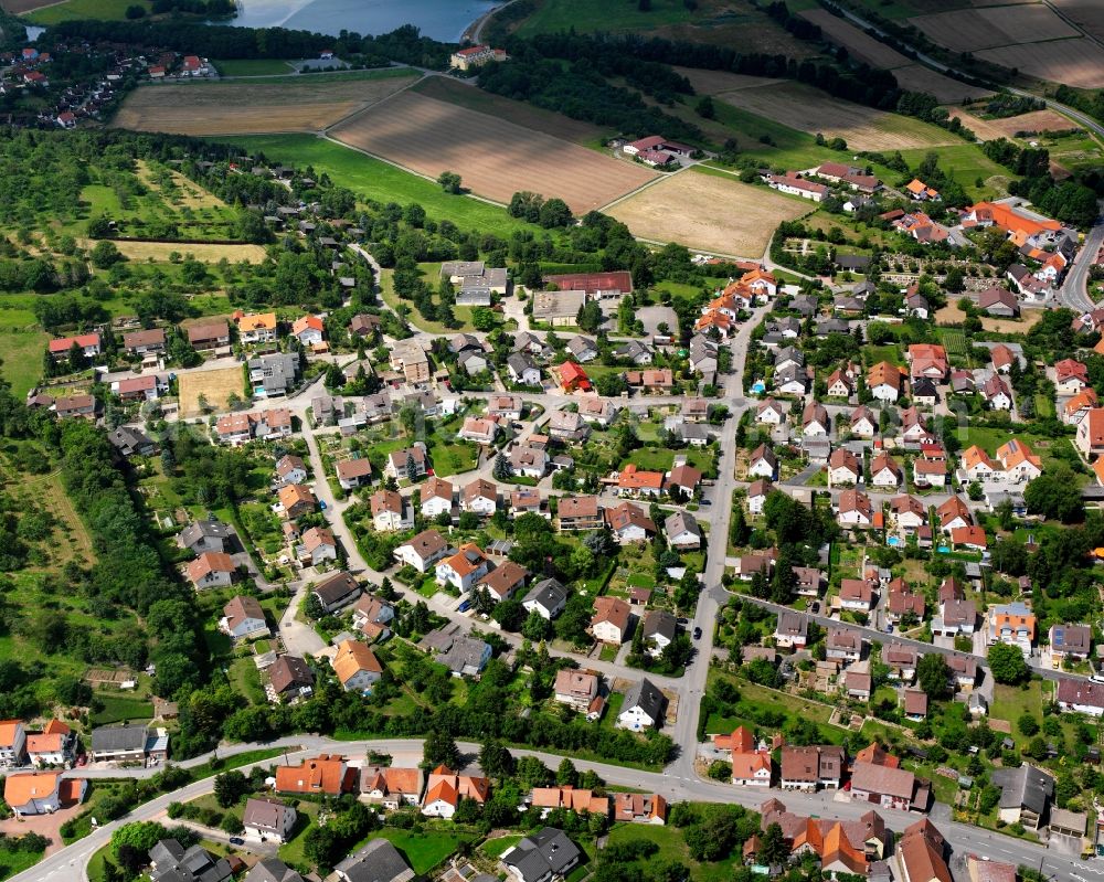 Aerial image Zaberfeld - Residential area - mixed development of a multi-family housing estate and single-family housing estate in Zaberfeld in the state Baden-Wuerttemberg, Germany