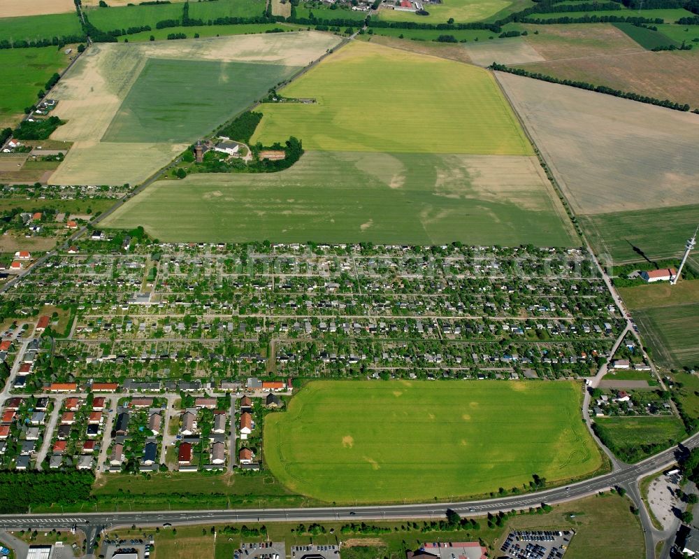 Zerbst/Anhalt from above - Residential area - mixed development of a multi-family housing estate and single-family housing estate in Zerbst/Anhalt in the state Saxony-Anhalt, Germany