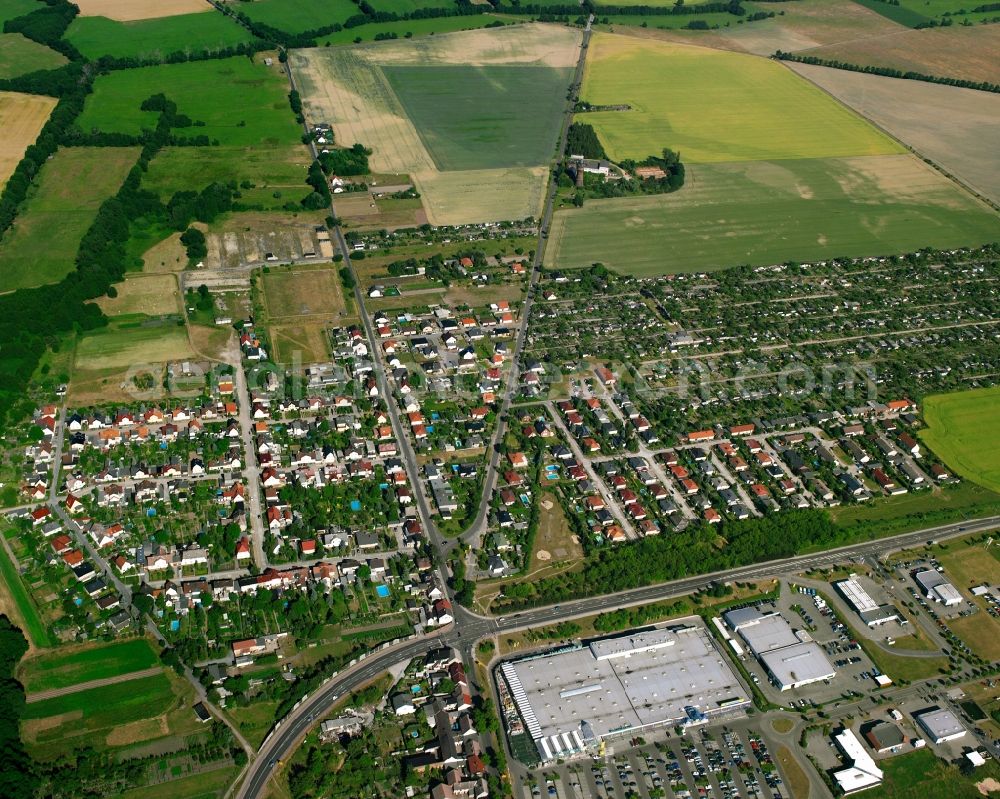 Zerbst/Anhalt from the bird's eye view: Residential area - mixed development of a multi-family housing estate and single-family housing estate in Zerbst/Anhalt in the state Saxony-Anhalt, Germany