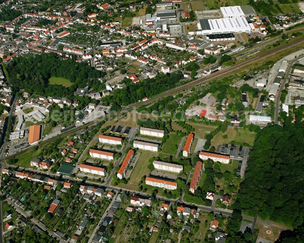 Zerbst/Anhalt from above - Residential area - mixed development of a multi-family housing estate and single-family housing estate in Zerbst/Anhalt in the state Saxony-Anhalt, Germany