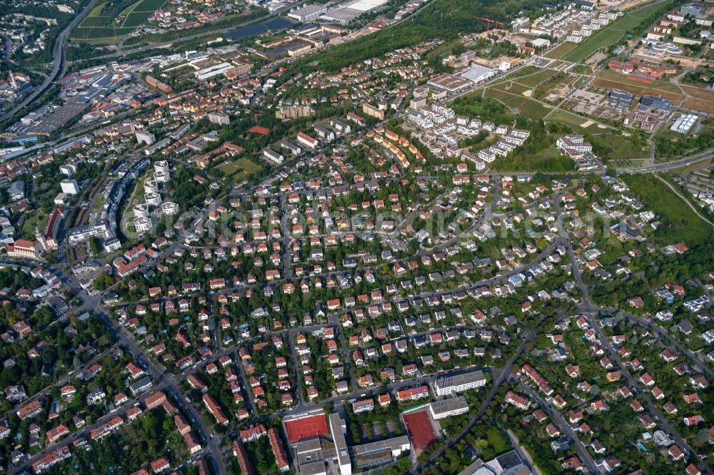 Aerial photograph Würzburg - Residential area - mixed development of a multi-family housing estate and single-family housing estate between Vogler street and Am Galgenberg in the district Frauenland in Wuerzburg in the state Bavaria, Germany