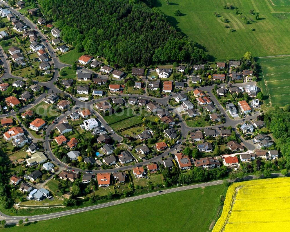 Montabaur from above - Residential area in Montabaur in the state Rhineland-Palatinate. The official tourist resort is the seat of administration of the county district of Westerwald. The town is an economic centre of the region and know for its castle and train station