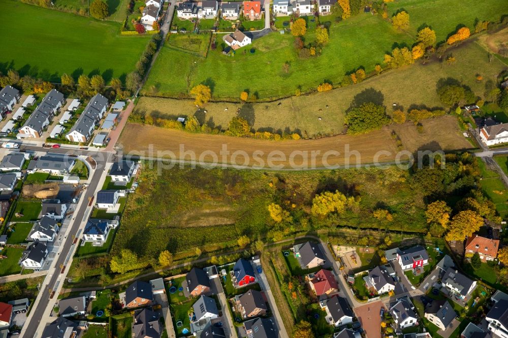 Hamm from the bird's eye view: Single-family residential area Gruener Winkel in the autumnal Braam-Ostwennemar part of Hamm in the state of North Rhine-Westphalia