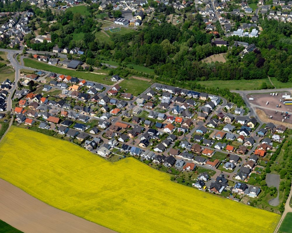 Aerial image Plaidt - Residential area in Plaidt in the state of Rhineland-Palatinate. The borough and municipiality is located in the county district of Mayen-Koblenz in the North of the federal motorway A61 in the valley of the river Nette