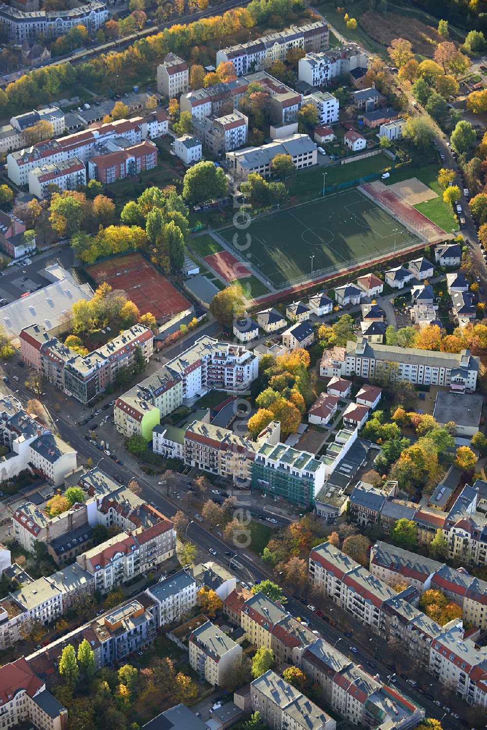 Aerial photograph Berlin Pankow - Residential area on the road Pichelswerder - Wollankstrasse in Berlin - Pankow