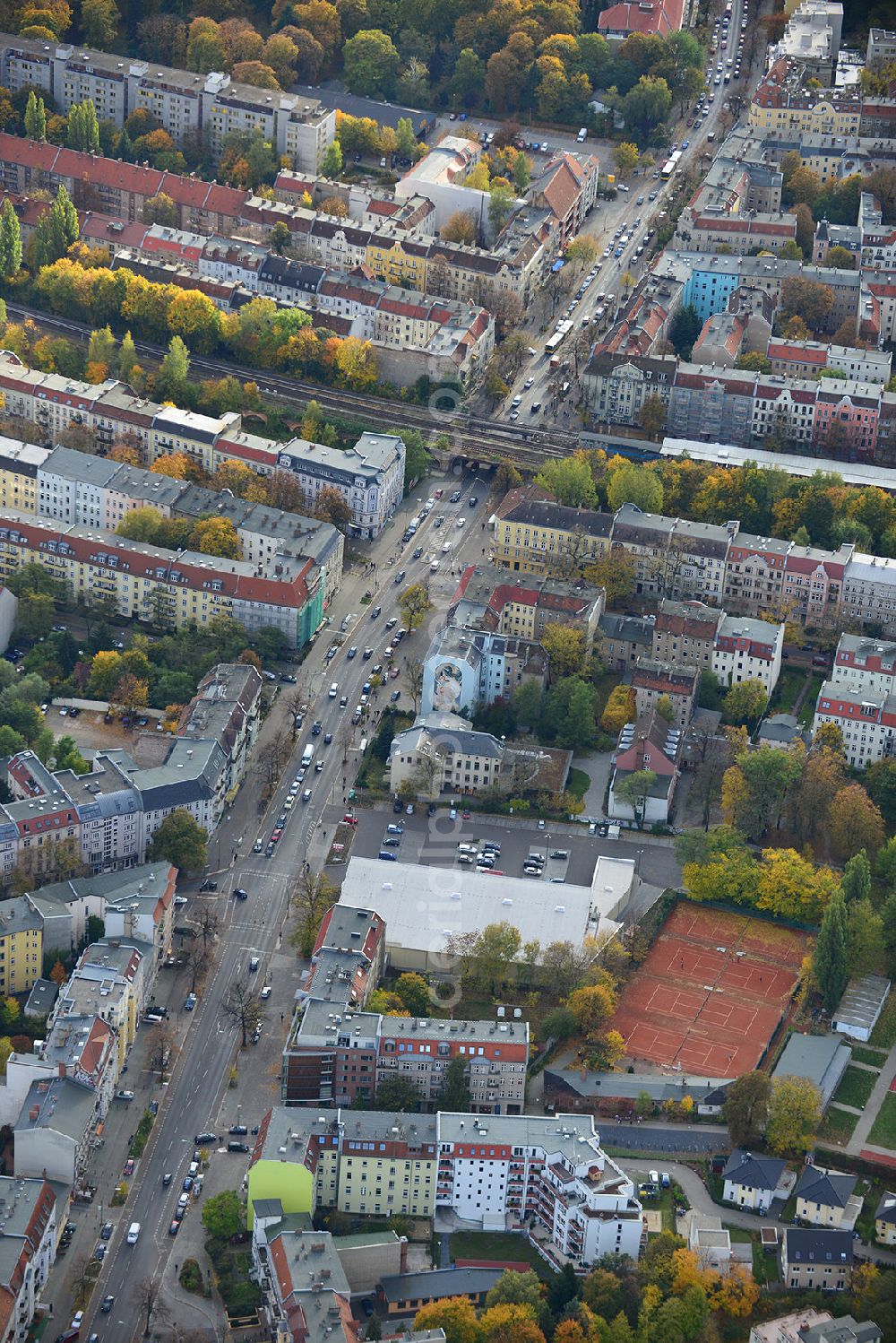 Berlin Pankow from above - Residential area on the road Pichelswerder - Wollankstrasse in Berlin - Pankow